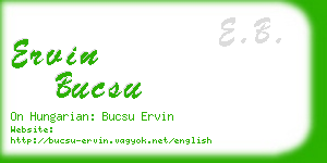 ervin bucsu business card